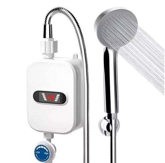 Calentador de agua resistente premium con grifo y ducha, diseño eficiente y moderno para agua caliente instantánea.
