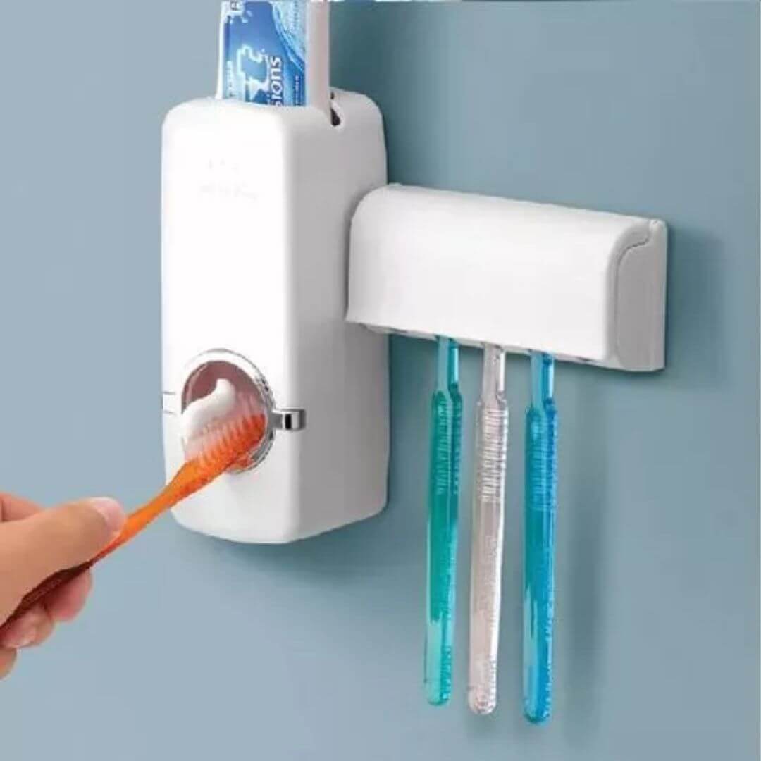 Pack 10 En 1 Accesorios De Hogar con dispensador de pasta y soporte para cepillos de dientes.