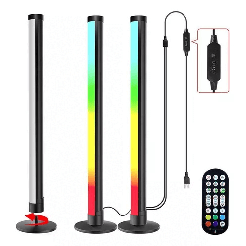 Luces LED RGB activadas por sonido, control remoto, diseño moderno y slim para crear atmósferas únicas.