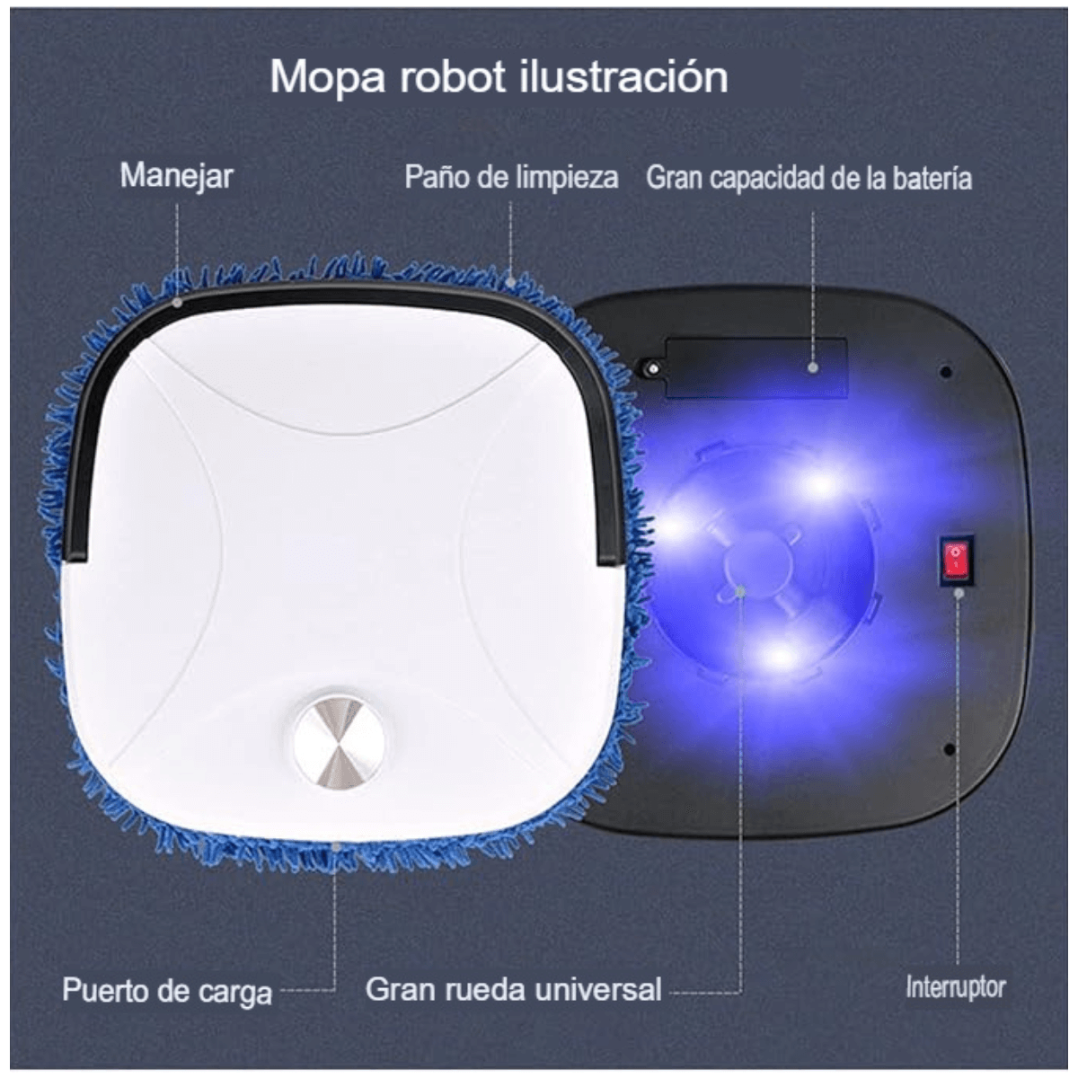 Robot Aspiradora Cuadrado Blanco con Navegación Inteligente.-3
