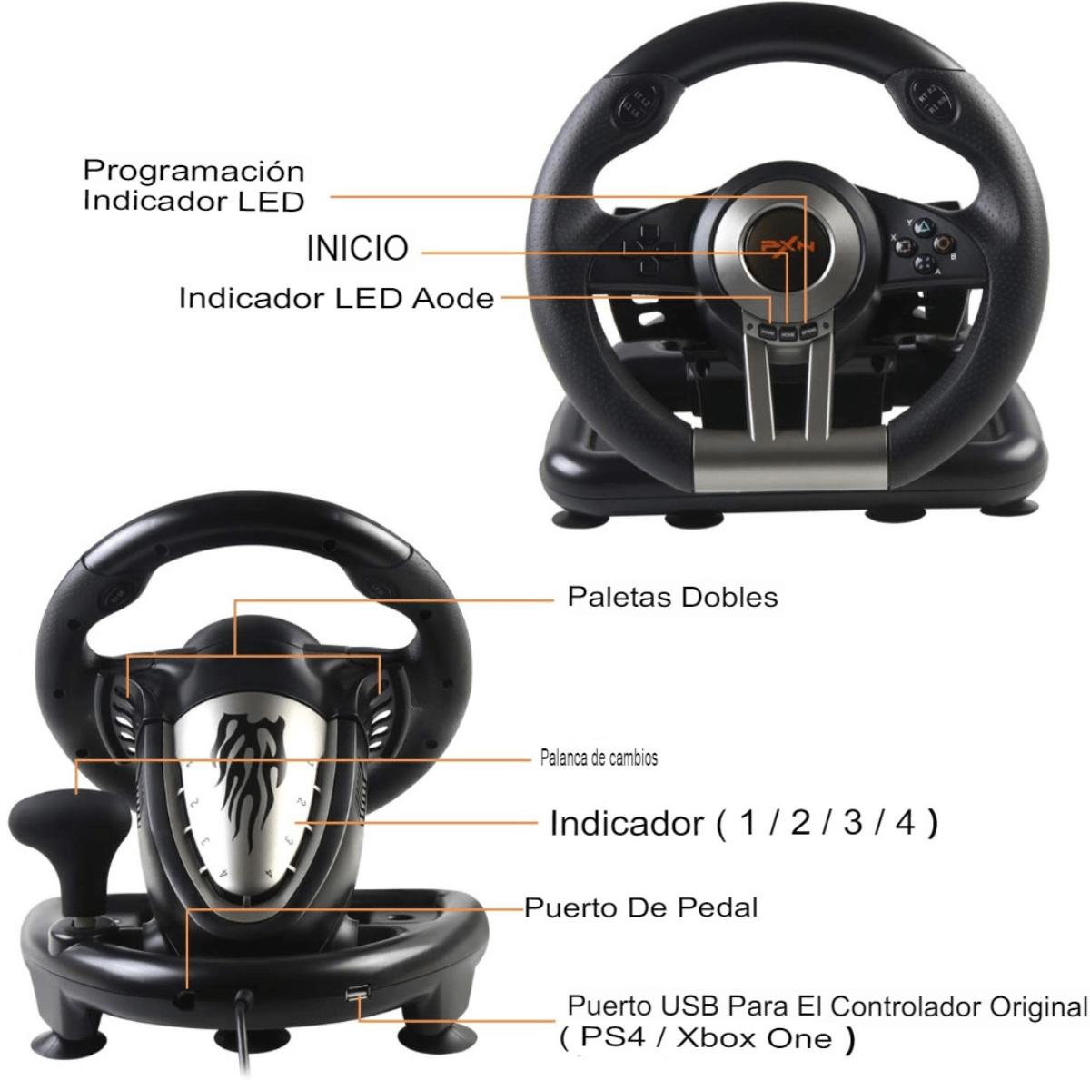 Volante Gamer Pedales Palanca Pxn.Compatibilidad universal.-4