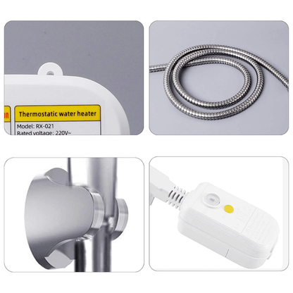 Calentador de agua resistente Premium con detalles de componentes y características, diseño eficiente.