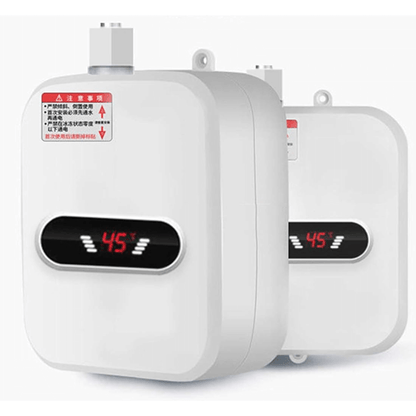 Calentador de agua resistente premium con pantalla digital que muestra la temperatura, diseño moderno y eficiente.