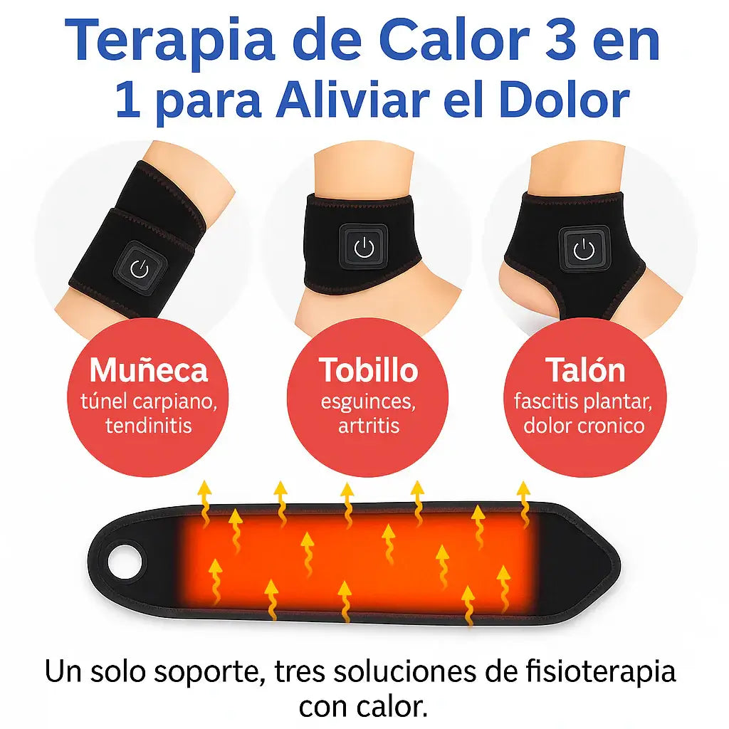 Compresa térmica 3 en 1 muñeca tobillo y talón, terapia de calor para alivio del dolor en muñeca, tobillo y talón.