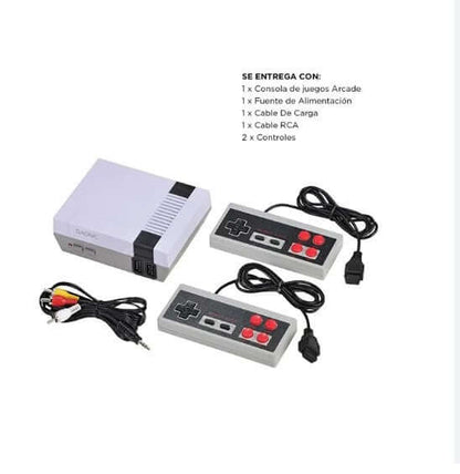 Consola Retro Nintendo mas de 600 videojuegos, incluye consola, joysticks, cables y fuente de alimentación.