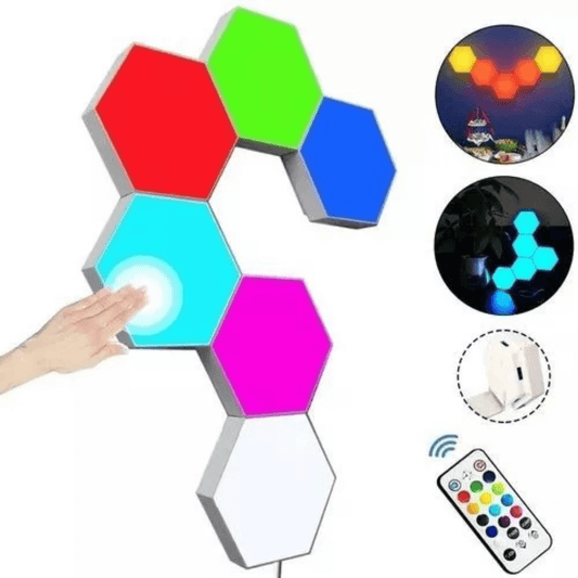 Luces Hexagonales 17 Colores LED con control remoto y opciones de iluminación versátiles para crear ambientes personalizados.